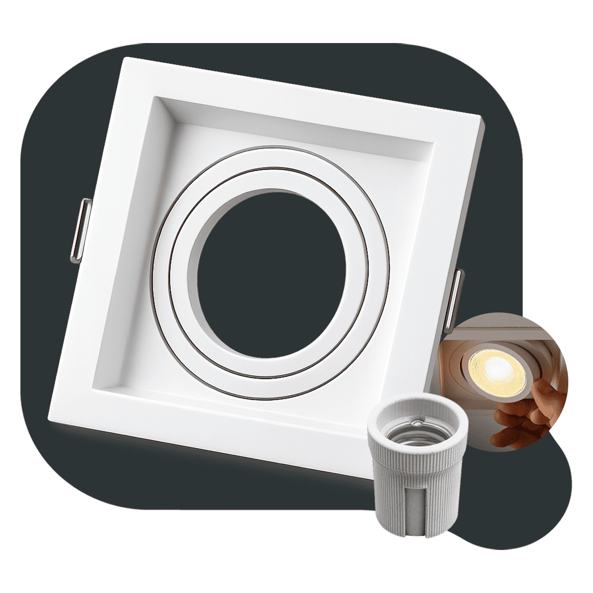 Spot Led Recuado Embutir E27 Par20 Quadrado Branco Policarbonato Alut - NEO Avant