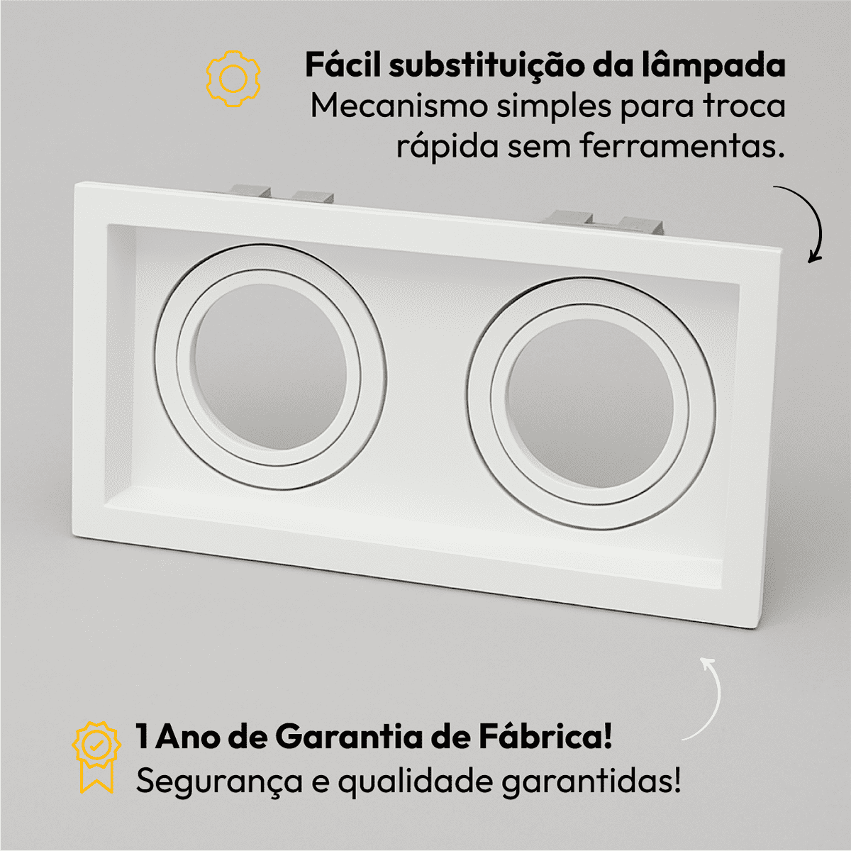 Spot Led Recuado Embutir Gu10/MR16 Duo Quadrado Branco Policarbonato Alut - NEO Avant