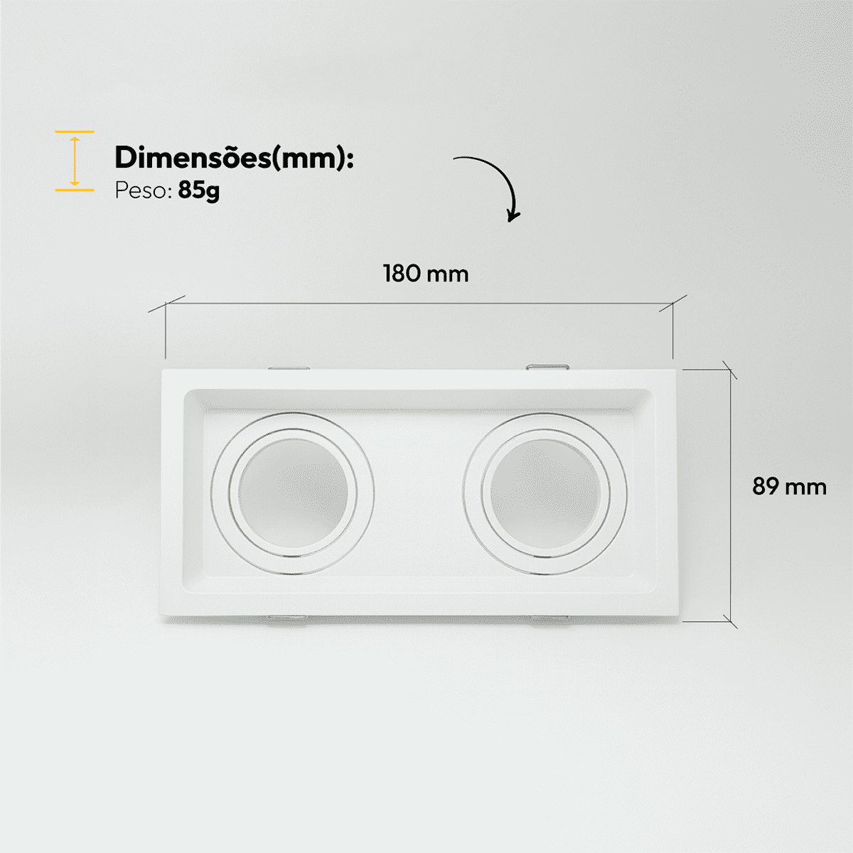 Spot Led Recuado Embutir Gu10/MR16 Duo Quadrado Branco Policarbonato Alut - NEO Avant