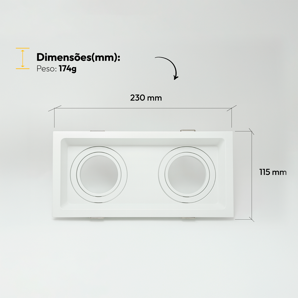 Spot Led Recuado Duo Embutir E27/Par20 Quadrado Branco Policarbonato Alut By Avant