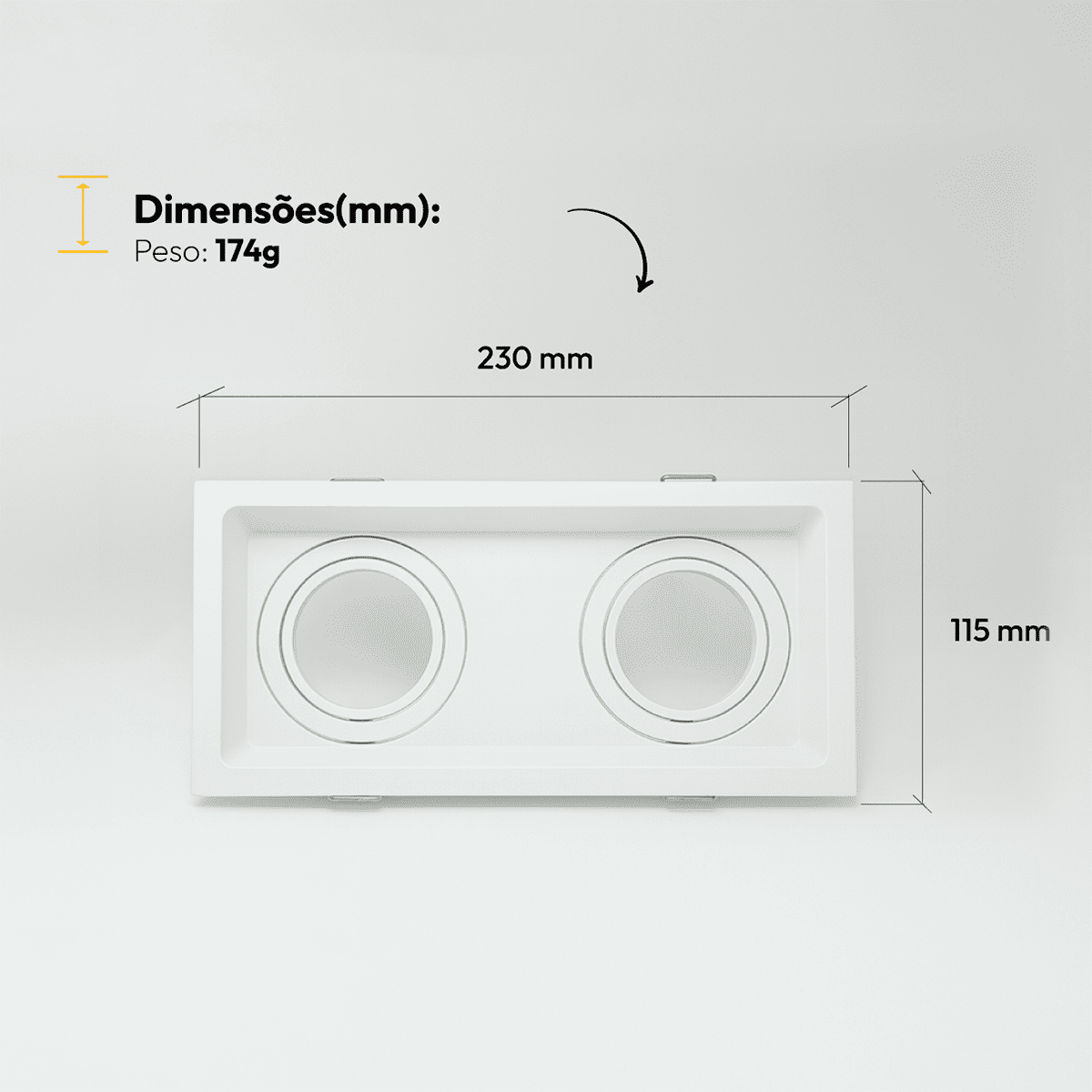 Spot Led Recuado Duo Embutir E27 Par20 Quadrado Branco Policarbonato Alut - NEO Avant