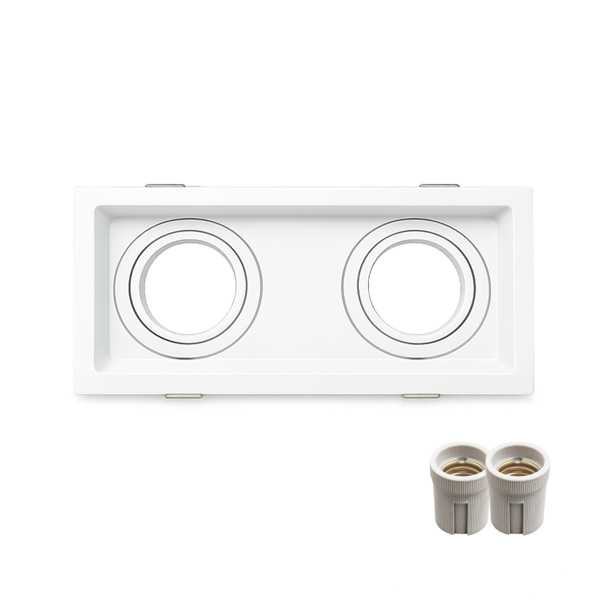 Spot Led Recuado Duo Embutir E27/Par20 Quadrado Branco Policarbonato Alut By Avant