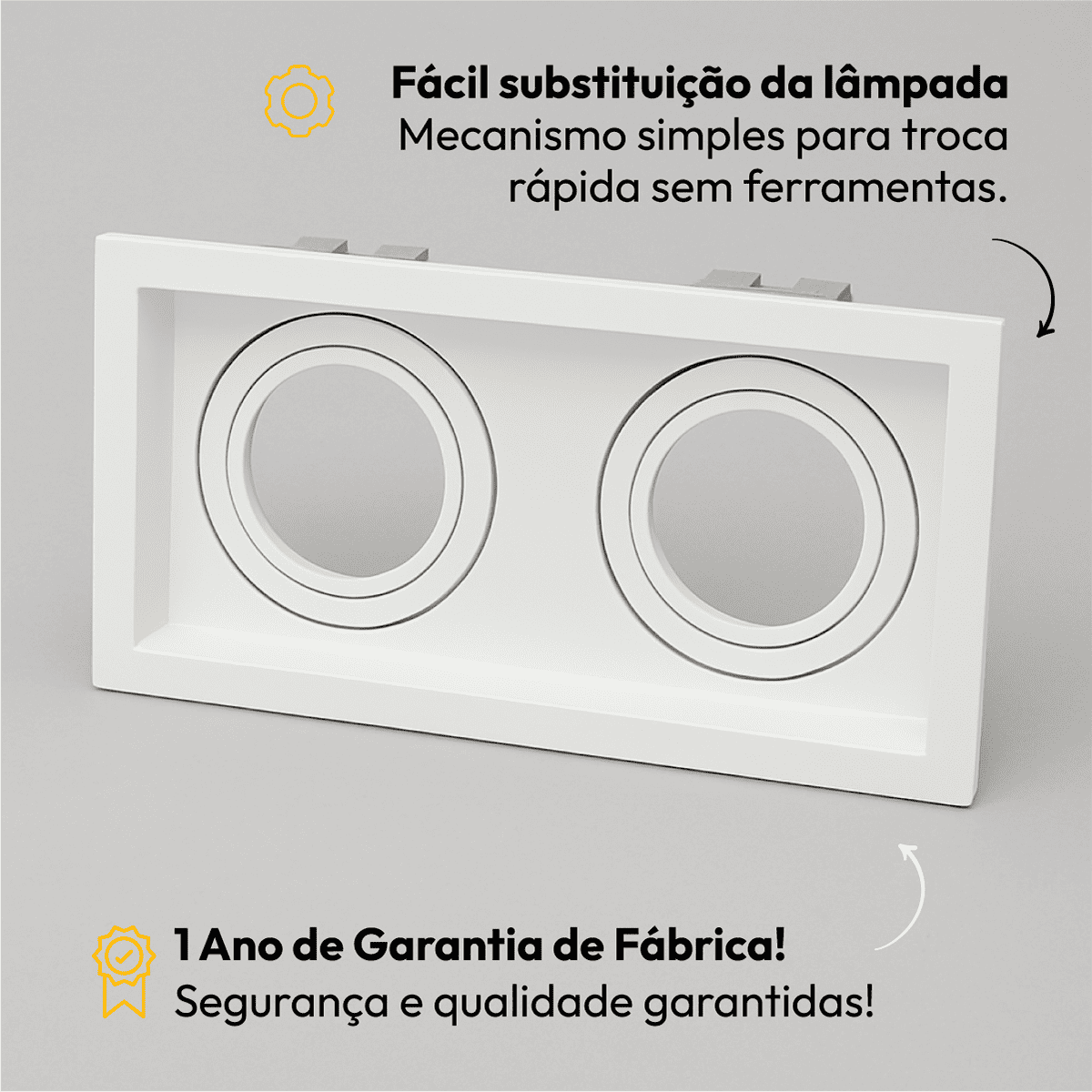 Spot Led Recuado Duo Embutir E27 Par20 Quadrado Branco Policarbonato Alut - NEO Avant
