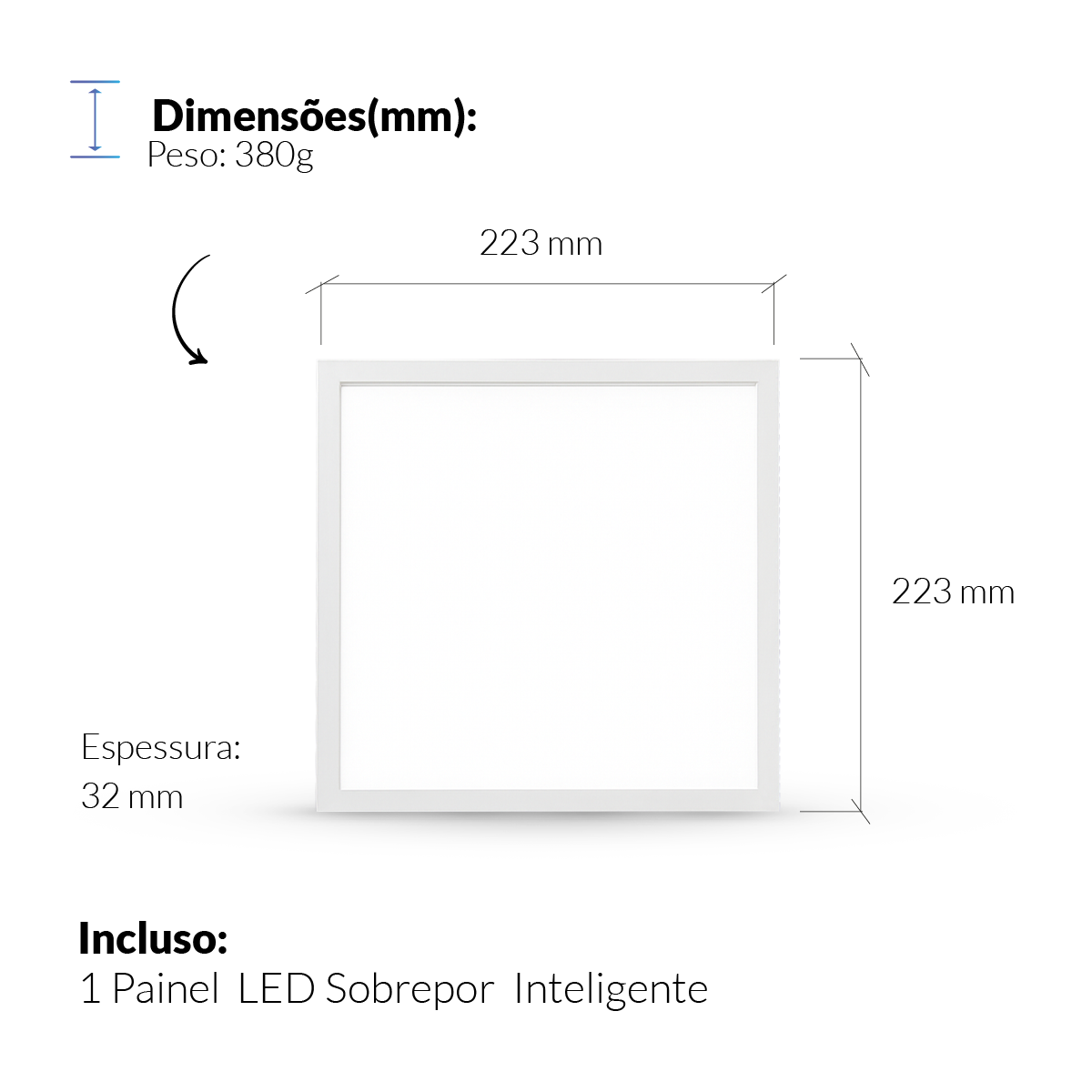 Painel LED Plafon Inteligente de Sobrepor Quadrado 18W Dimerizável 22cm Bivolt Avant Neo