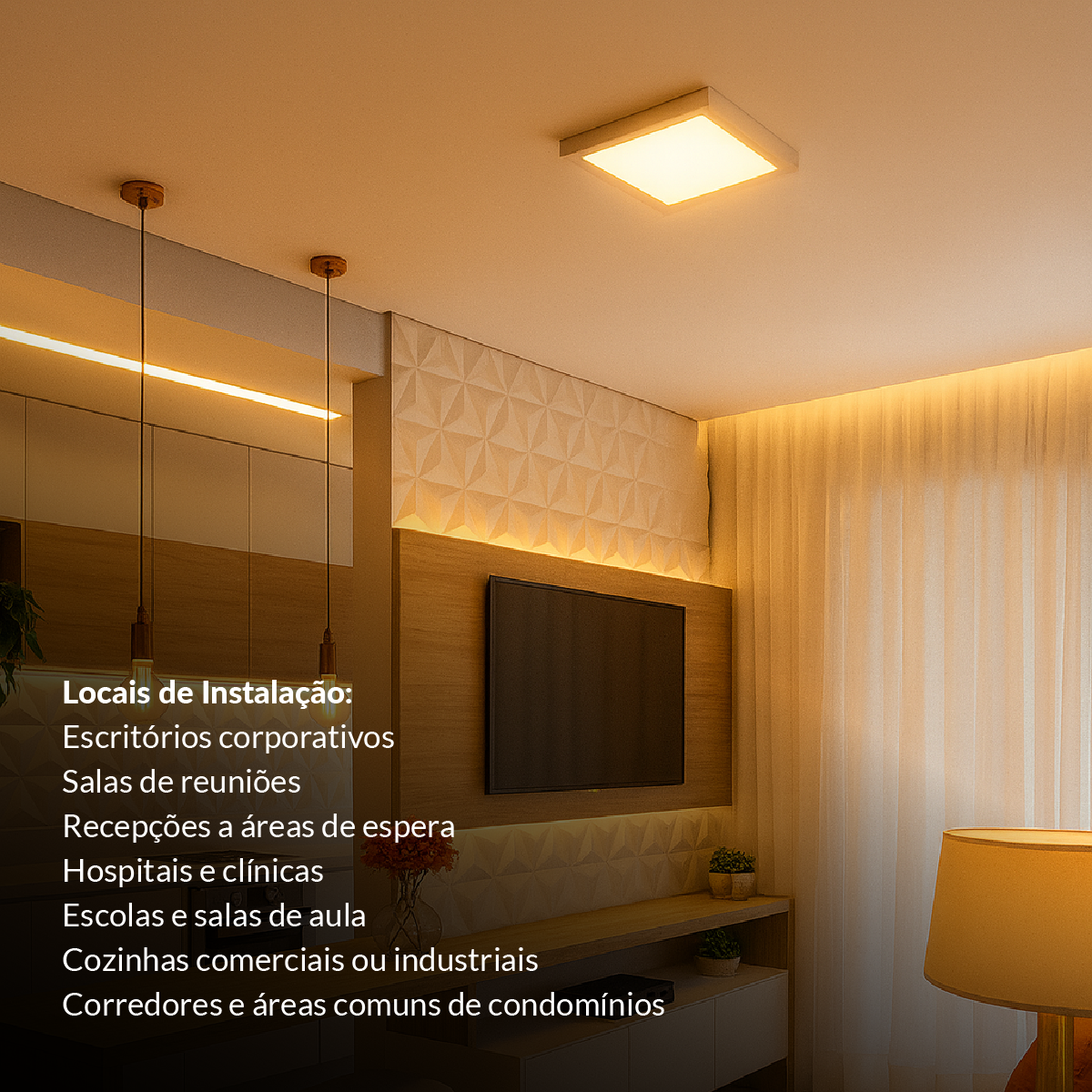 Painel LED Plafon Inteligente de Sobrepor Quadrado 24W Dimerizável 30cm Bivolt Avant Neo