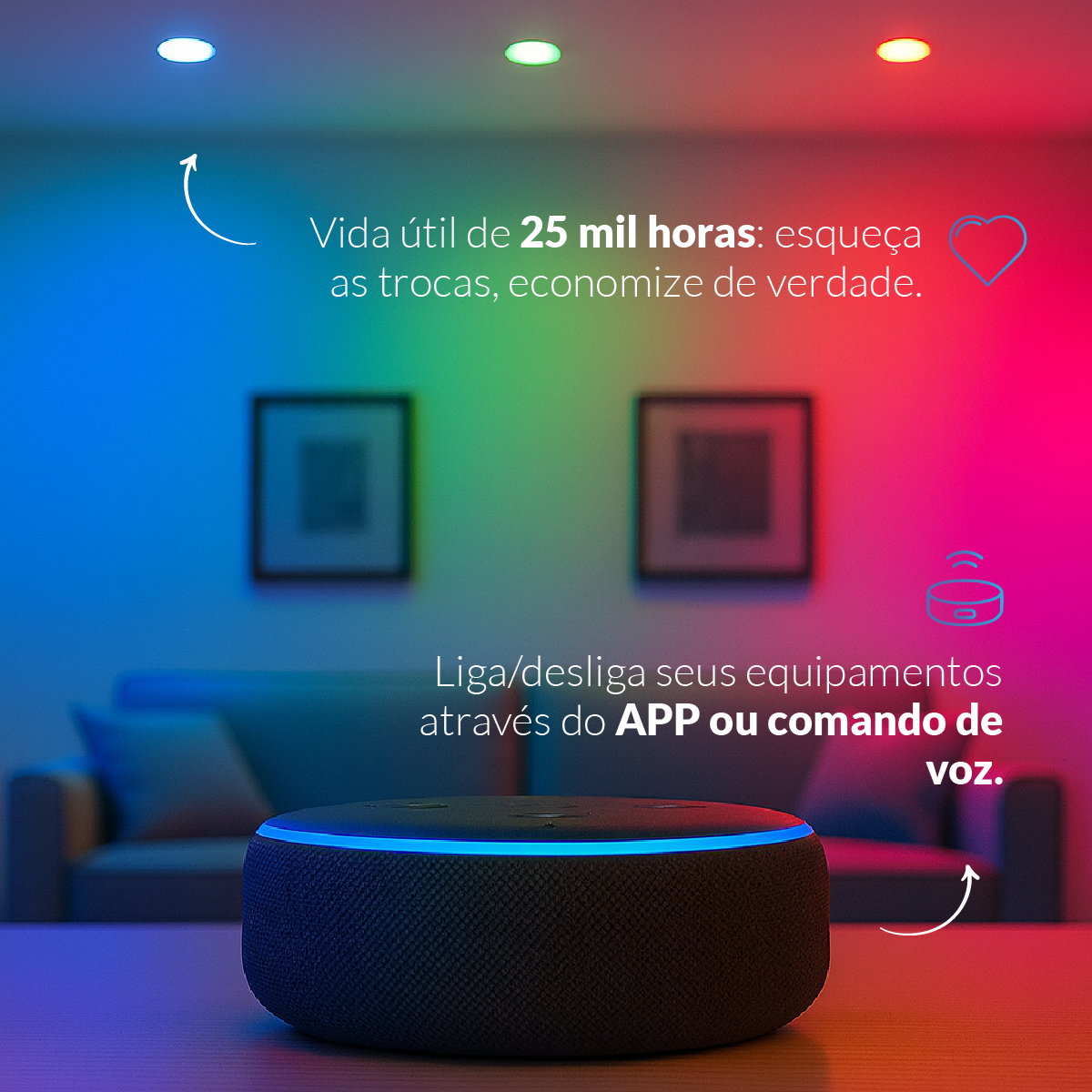 Spot Led Inteligente Wifi Embutir 5w RGB Bivolt Redondo Branco Neo