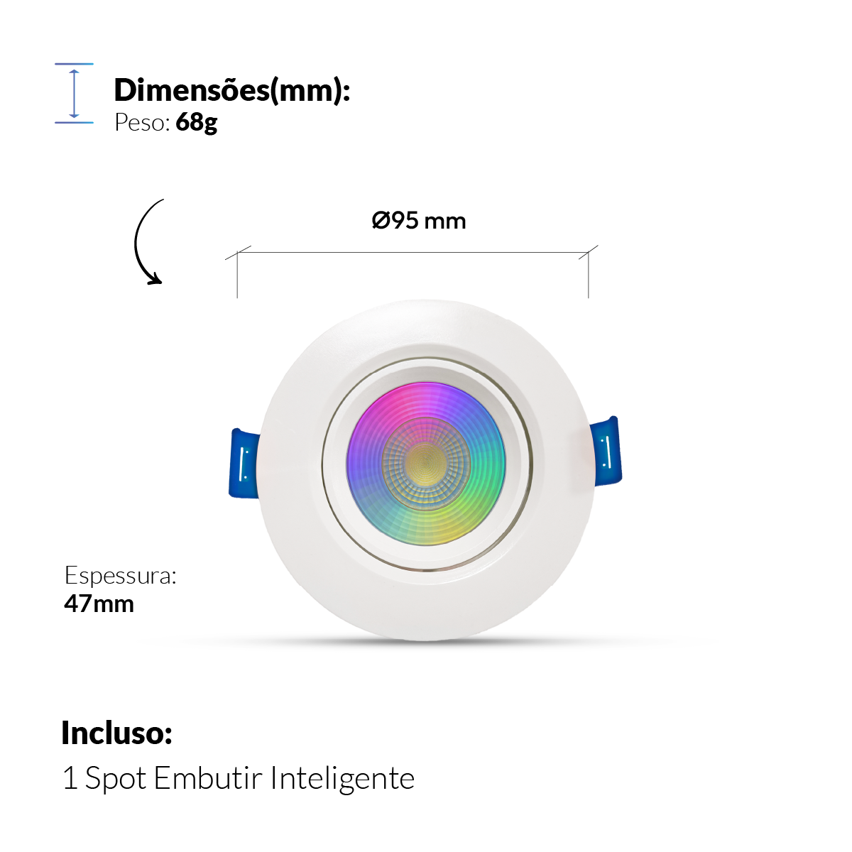 Spot Led Inteligente Wifi Embutir 5w RGB Bivolt Redondo Branco Neo