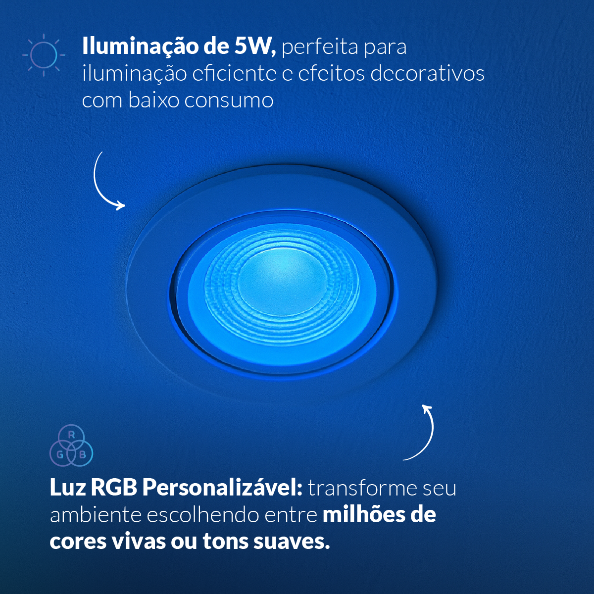Spot Led Inteligente Wi-fi 2.4 GHz Embutir 5w RGB Bivolt Redondo Branco Neo Avant