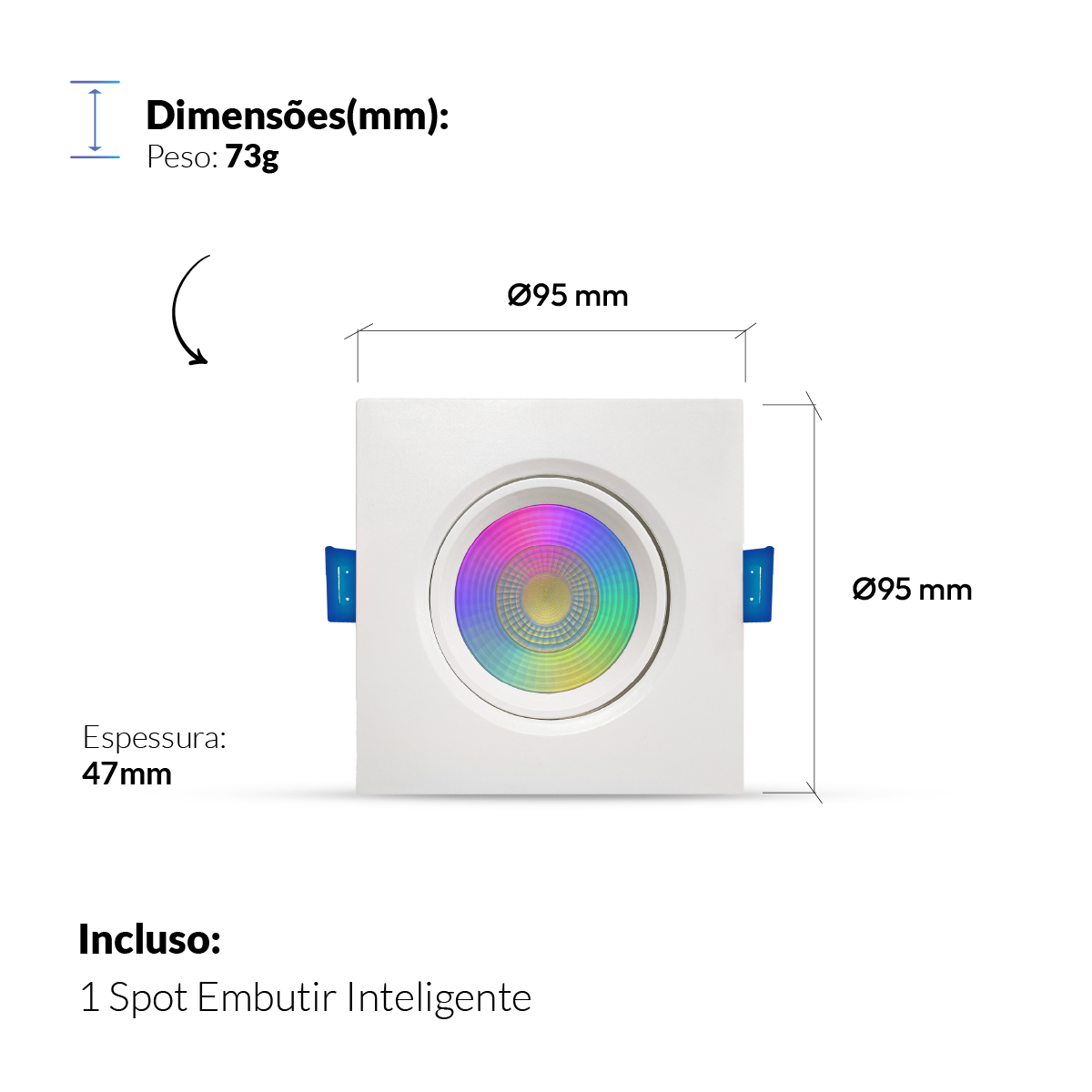 Spot Led Smart Wi-fi 2.4 GHz Embutir 5w RGB Bivolt Quadrado Branco Neo Avant