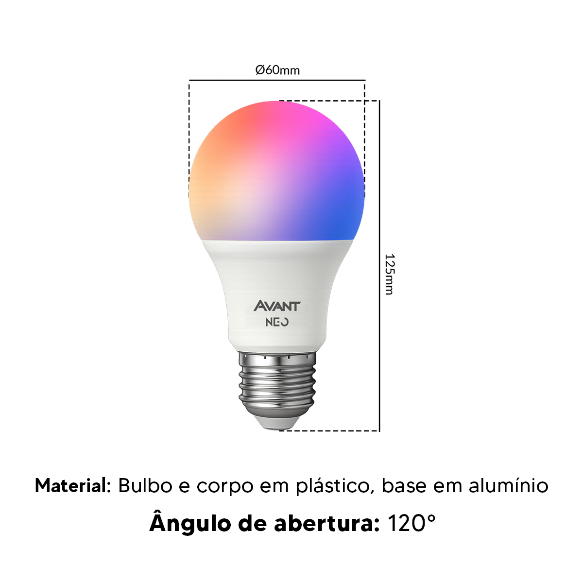 Lâmpada Led Pera Inteligente Wi-fi 2.4 GHz 15w RGB E27 Bivolt Neo Avant