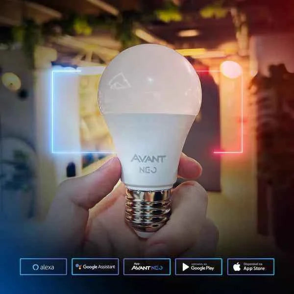 Kit Automação Lâmpada RGB 15w Interruptor 1 botão Tomada Inteligente Preto Wi-Fi 4x2 Bivolt Neo Avant