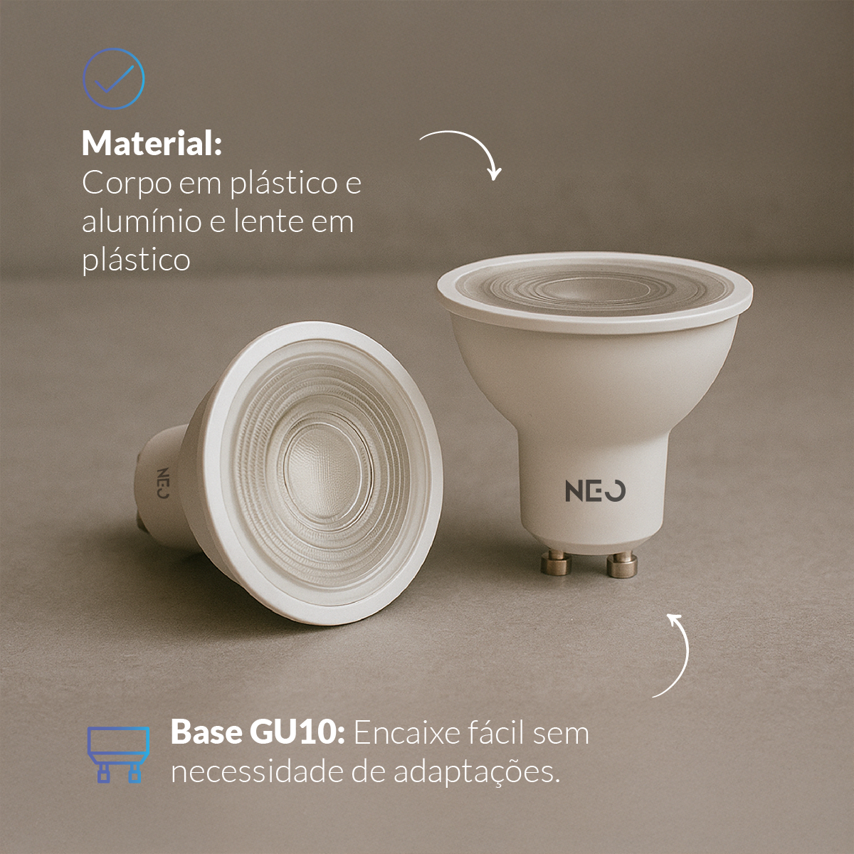 Lâmpada Led Dicróica MR16 Inteligente Wifi 5w 2700K/6500K RGB GU10 Branco Neo