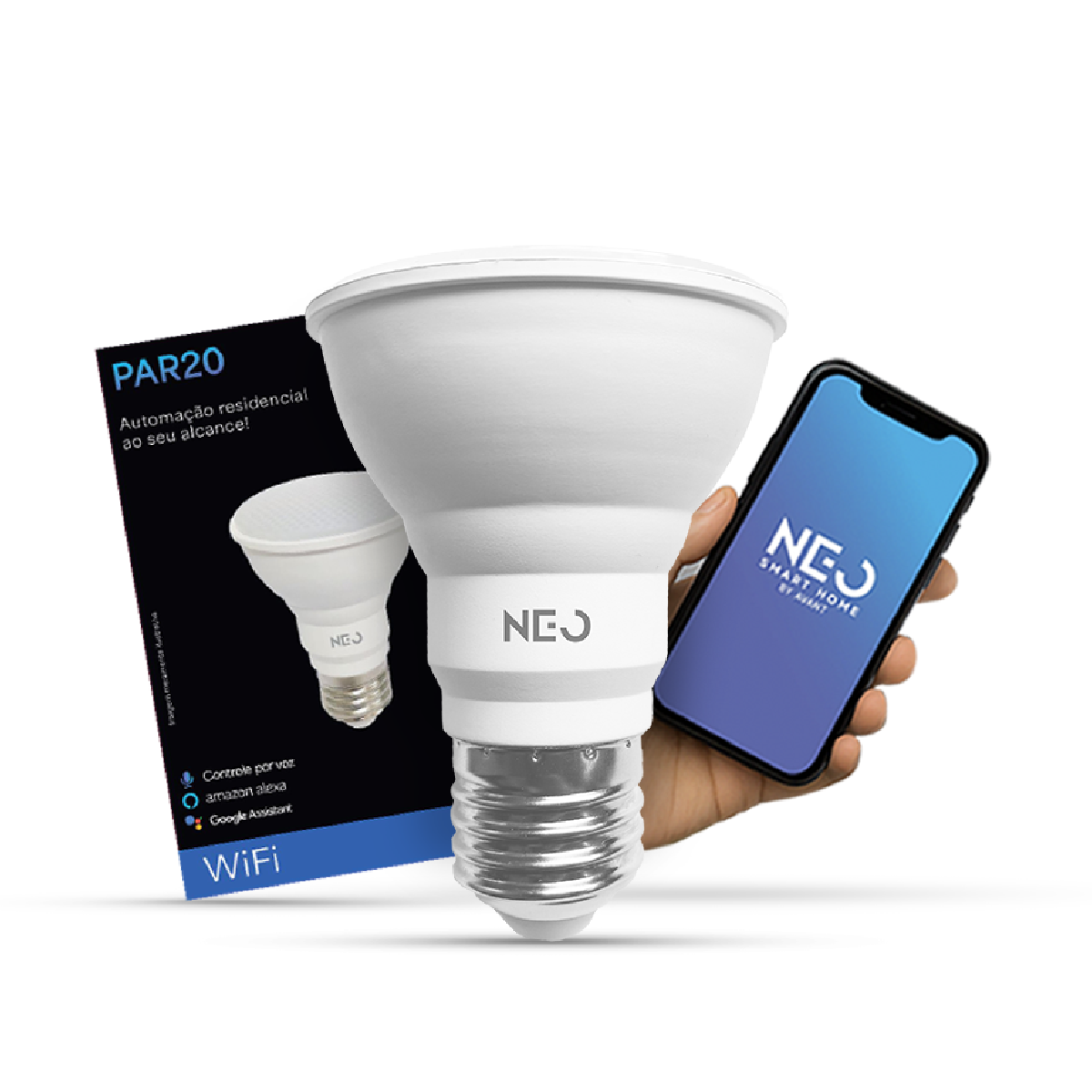 Lâmpada Led Par20 Inteligente Wifi 7w 2700K/6500K RGB E27 Branco Neo