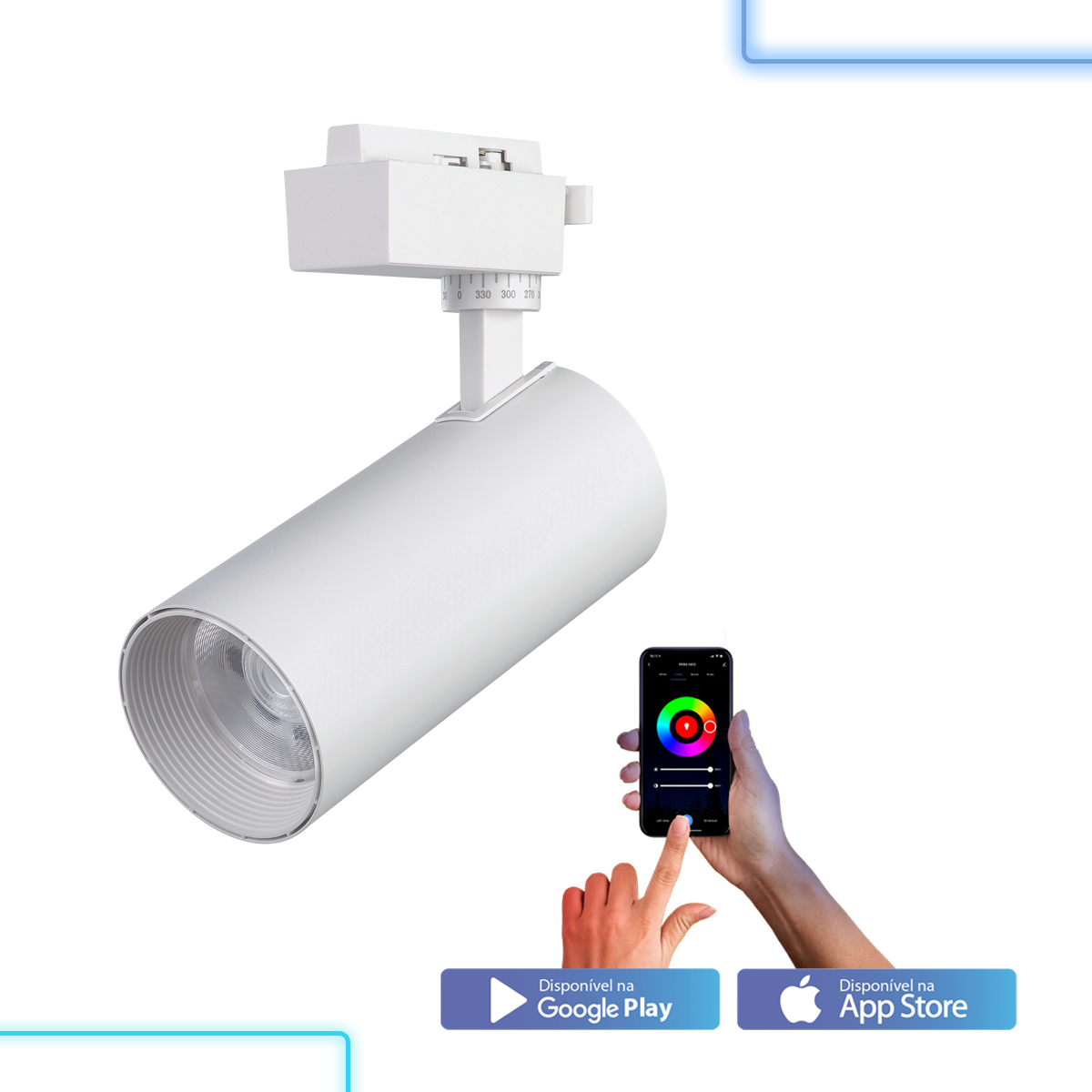Kit 3 Spot Led Trilho Inteligente 1 Metro 36w RGB 110v/220v Branco Neo