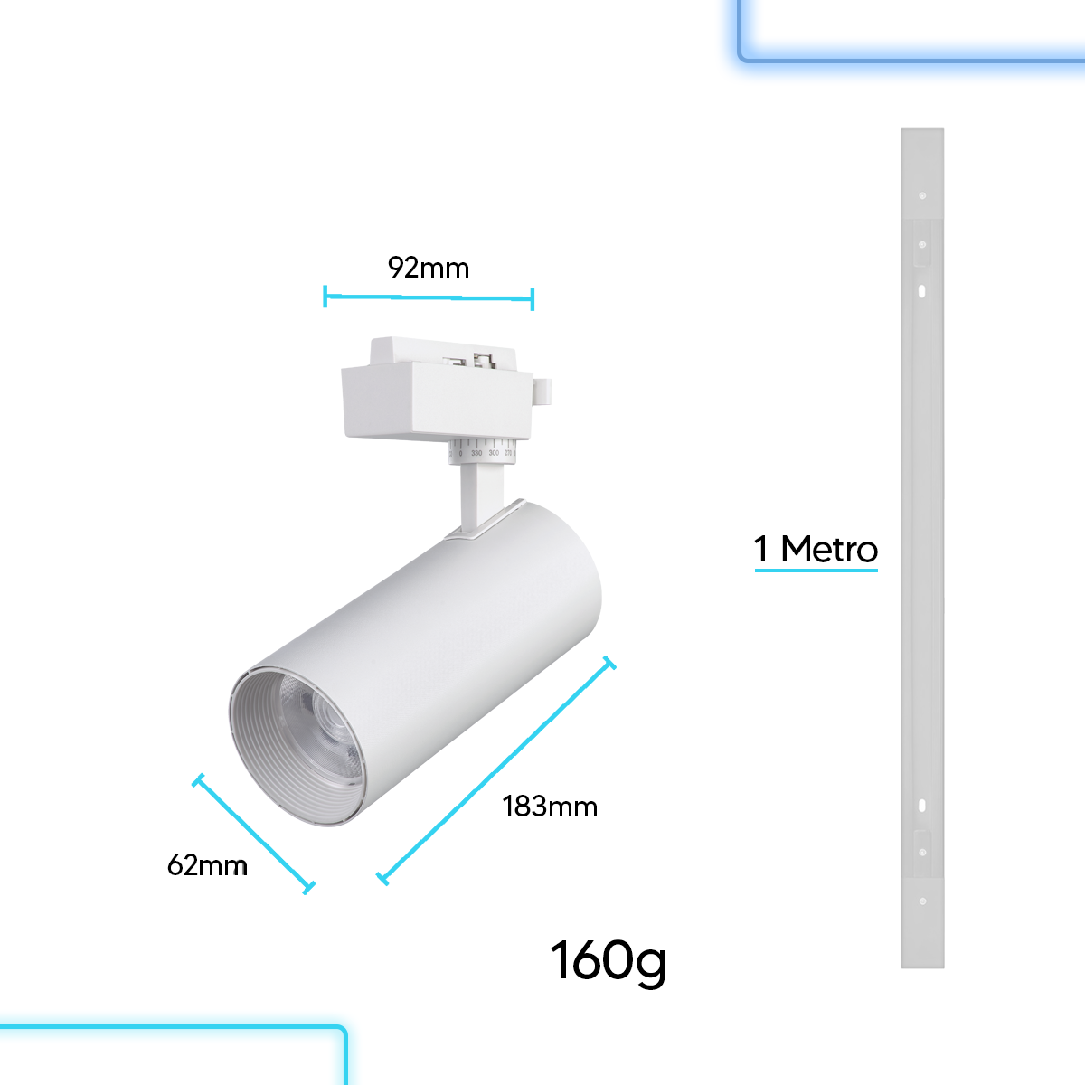 Kit 3 Spot Led Trilho Inteligente 1 Metro 36w RGB 110v/220v Branco Neo