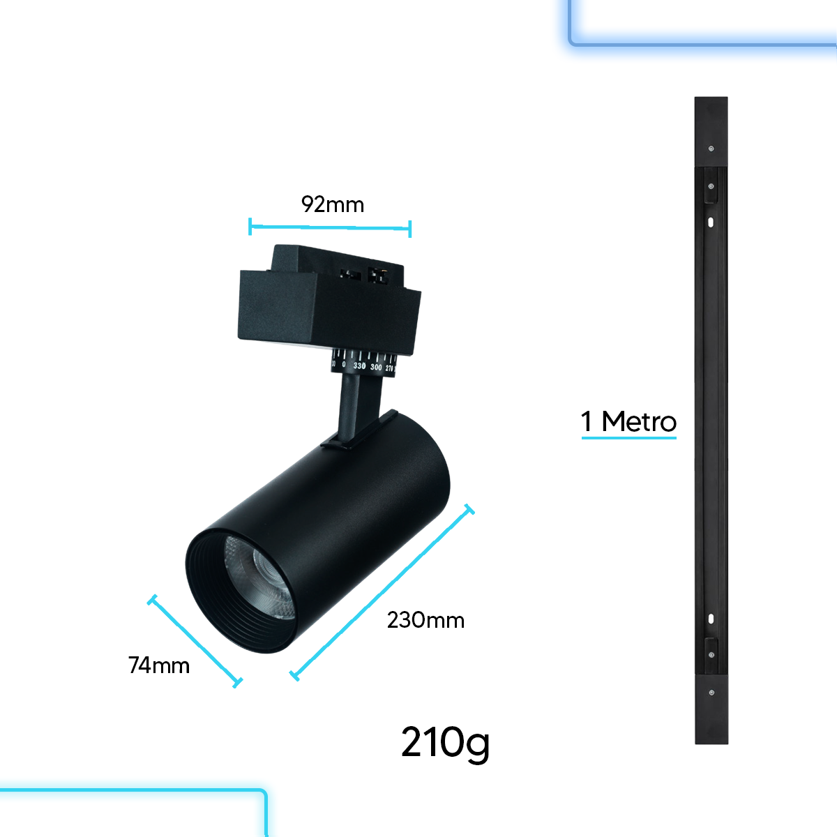 Kit 3 Spot Led Trilho Inteligente 1 Metro 60w RGB Bivolt Preto Neo