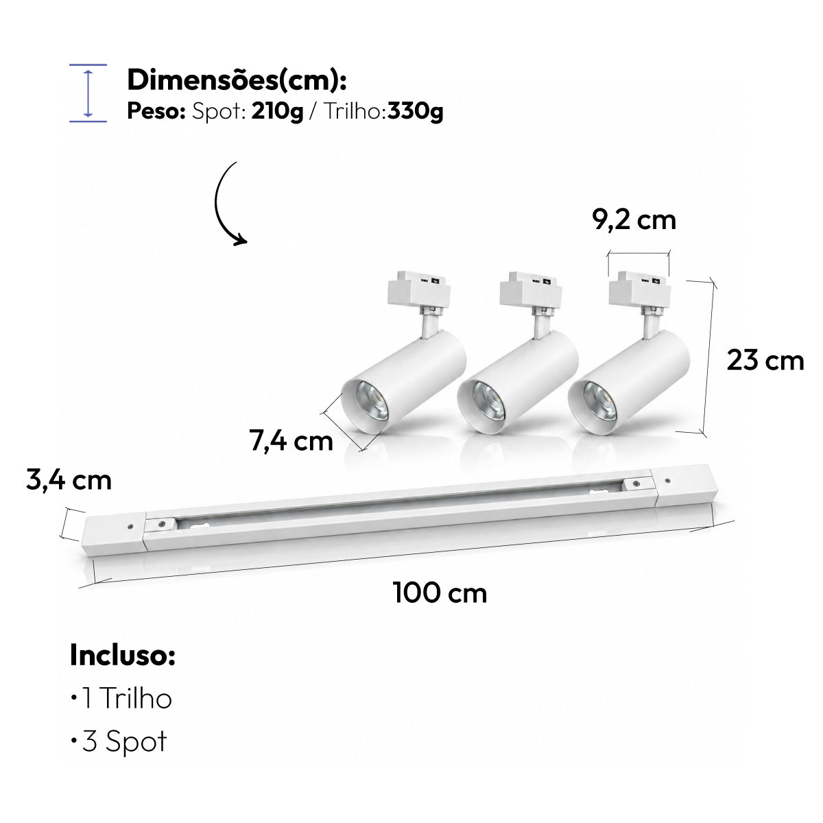 Kit 3 Spot Led Trilho Inteligente 1 Metro 60w RGB Bivolt Branco Neo - NEO Avant