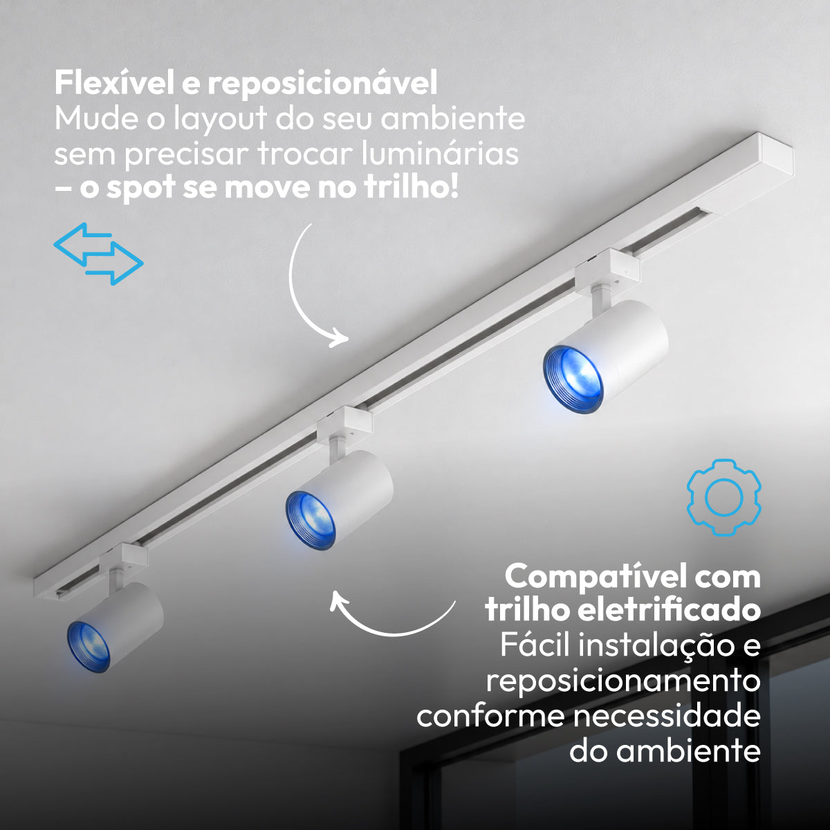 Kit 3 Spot Led Trilho Inteligente 1 Metro 60w RGB Bivolt Branco Neo - NEO Avant