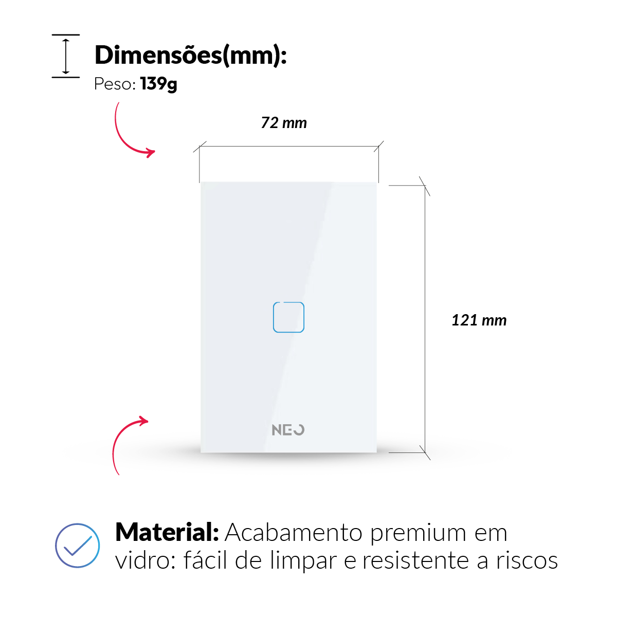 Interruptor Inteligente Zigbee 1 Botão 4x2 Bivolt Branco Neo Avant
