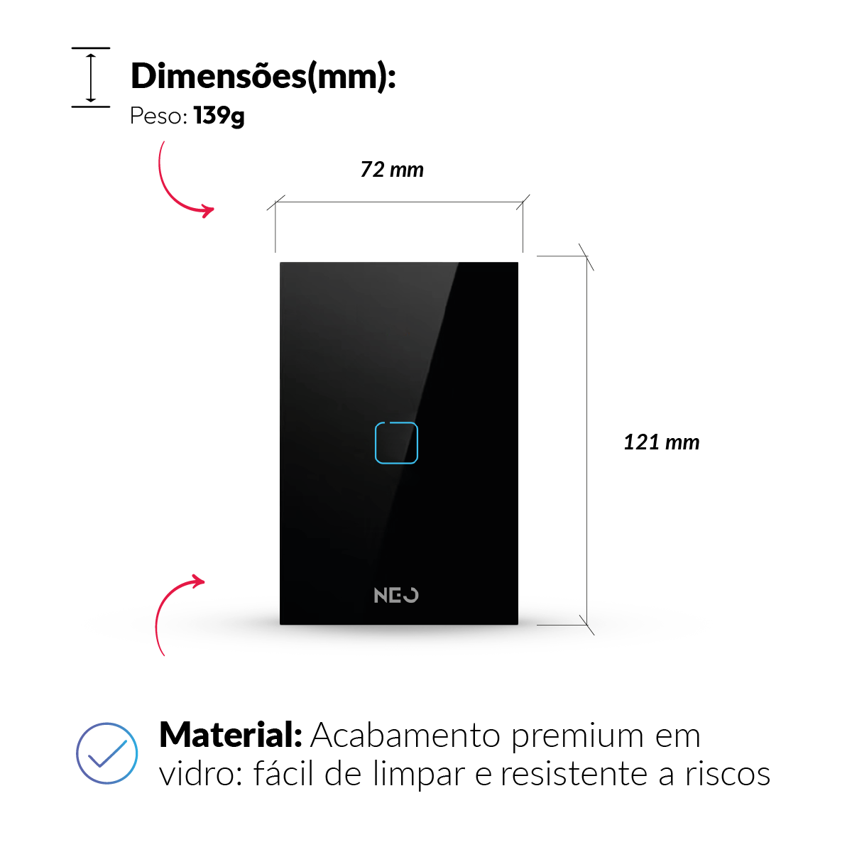 Interruptor Inteligente Zigbee 1 Botão 4x2 Bivolt Preto Neo Avant