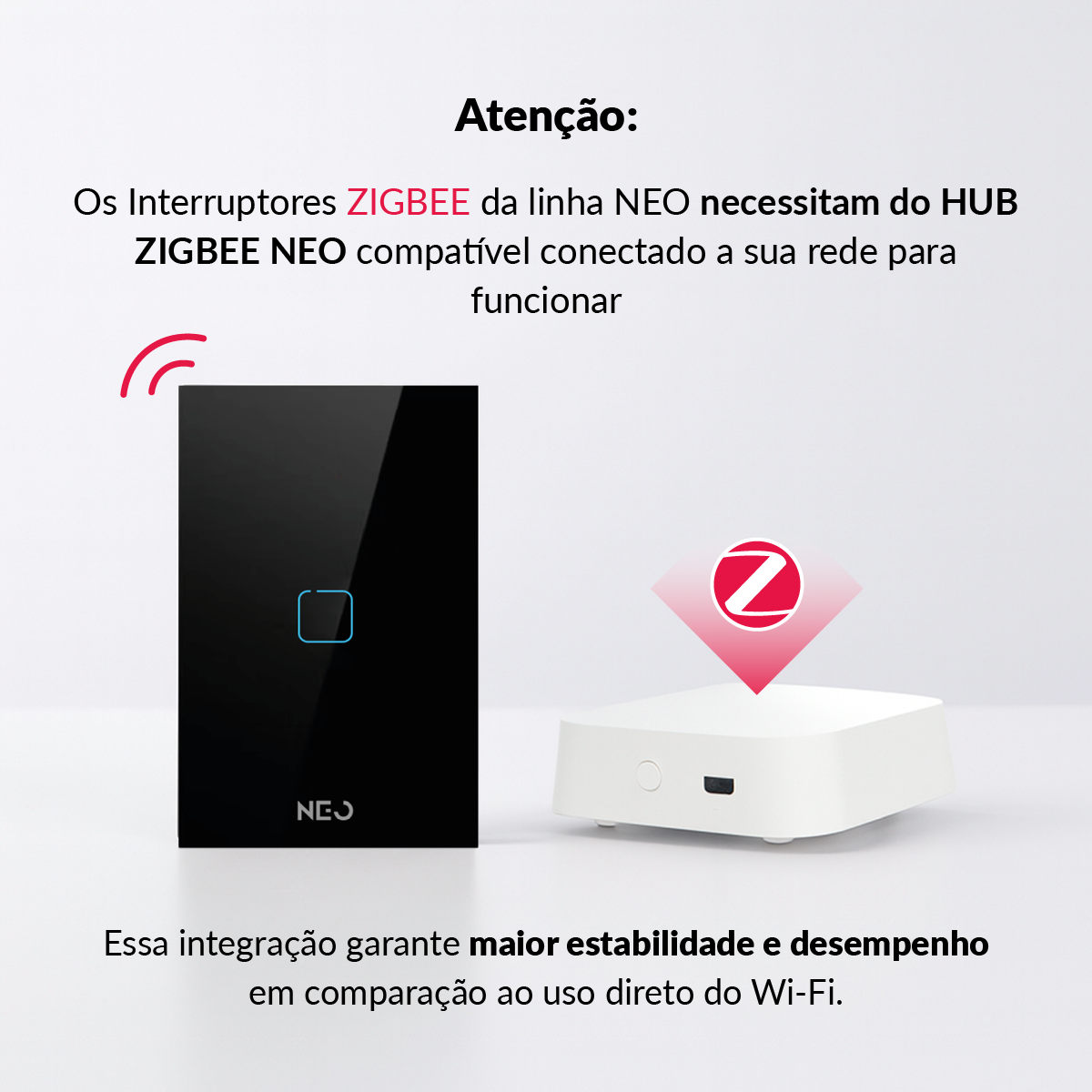 Interruptor Inteligente Zigbee 1 Botão 4x2 Bivolt Preto Neo Avant