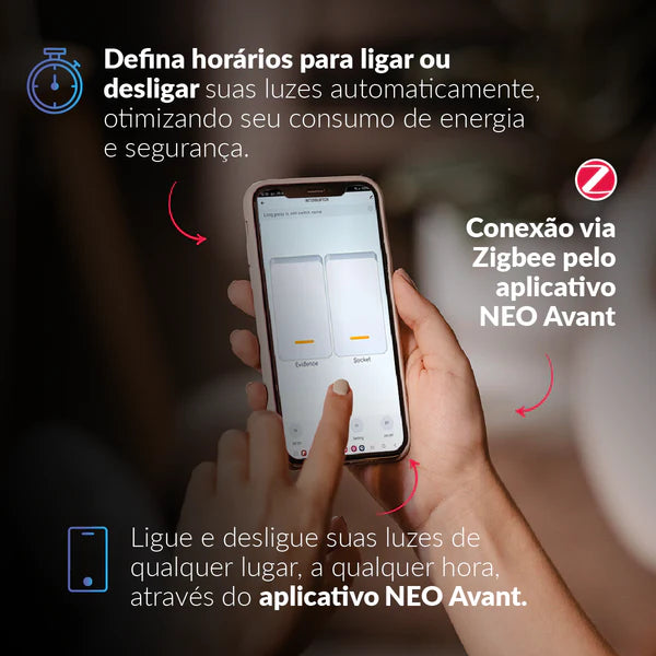 Kit Automação Hub Zigbee com Interruptores Tomada Inteligente Preto 4x2 Bivolt Neo Avant - NEO Avant