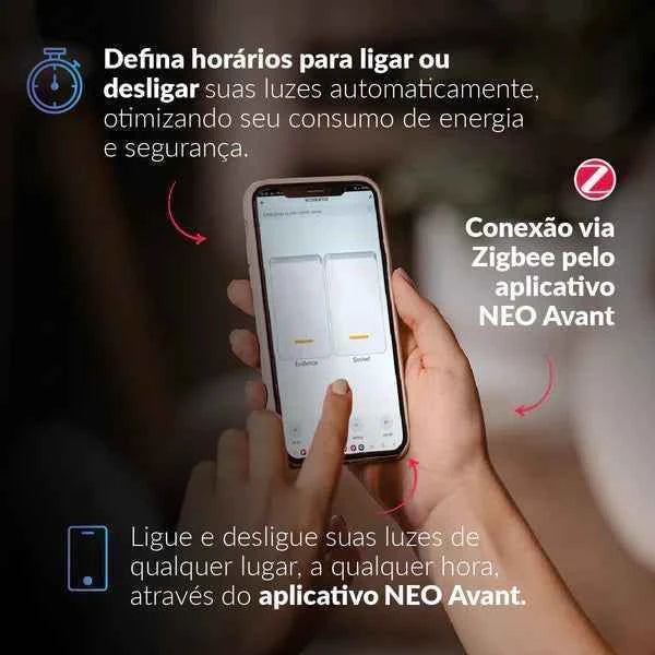 Kit Automação Hub Zigbee com Interruptores Tomada Inteligente Preto 4x2 Bivolt Neo Avant