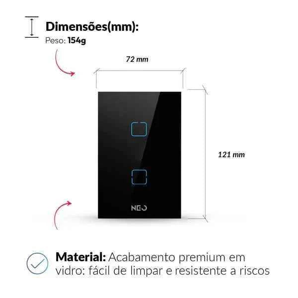 Kit Automação Hub Zigbee com Interruptores Tomada Inteligente Preto 4x2 Bivolt Neo Avant