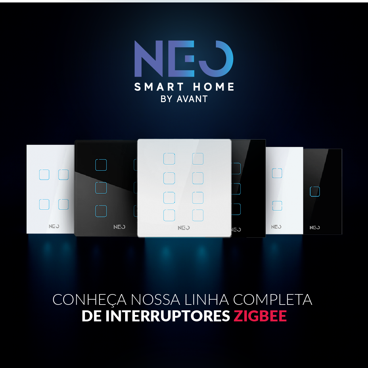 Interruptor Inteligente Zigbee 2 Botões 4x2 Bivolt Preto Neo Avant