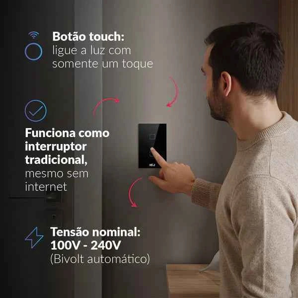 Kit Automação Hub Zigbee com Interruptores Tomada Inteligente Preto 4x2 Bivolt Neo Avant
