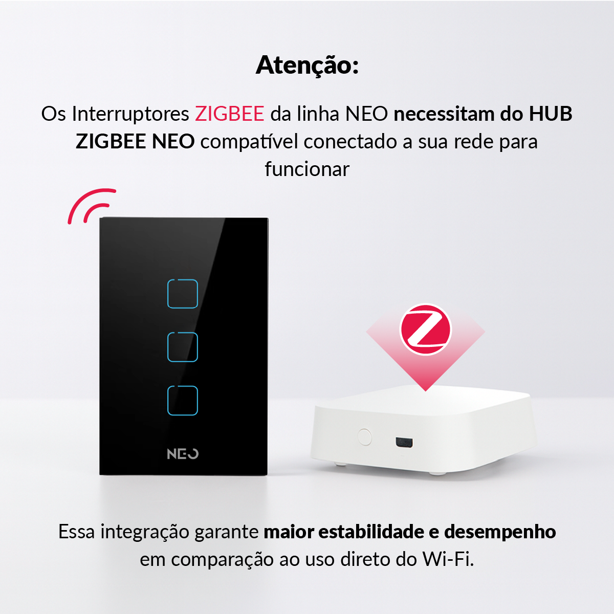 Interruptor Inteligente Zigbee 3 Botões 4x2 Bivolt Preto Neo Avant