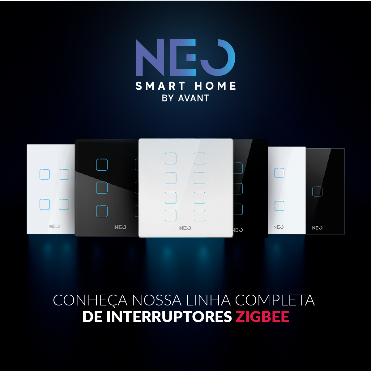 Interruptor Inteligente Zigbee 6 Botões 4x4 Bivolt Branco Neo Avant