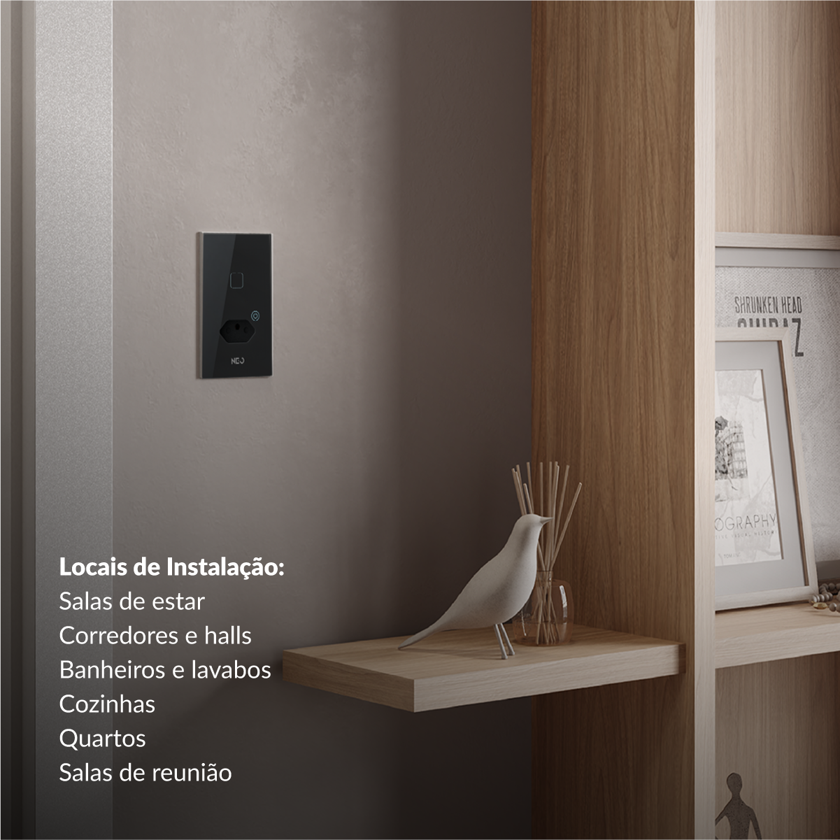 Interruptor Inteligente Zigbee 1 Botão Com Tomada 4x2 Bivolt Preto Neo Avant