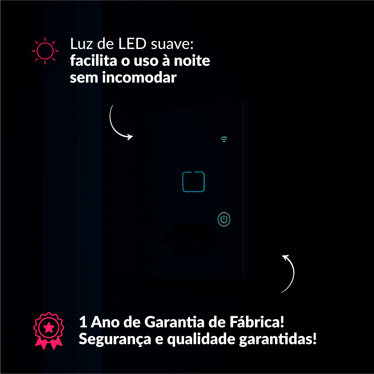Interruptor Inteligente Zigbee 1 Botão Com Tomada 4x2 Bivolt Preto Neo Avant