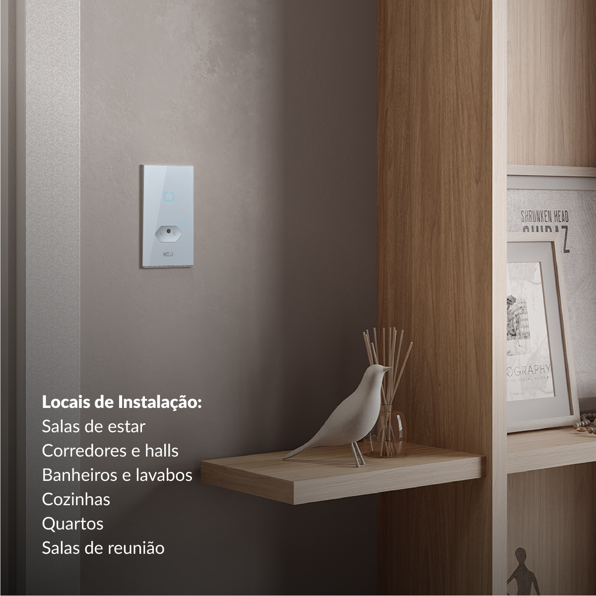Interruptor Inteligente Zigbee 1 Botão Com Tomada 4x2 Bivolt Branco Neo Avant