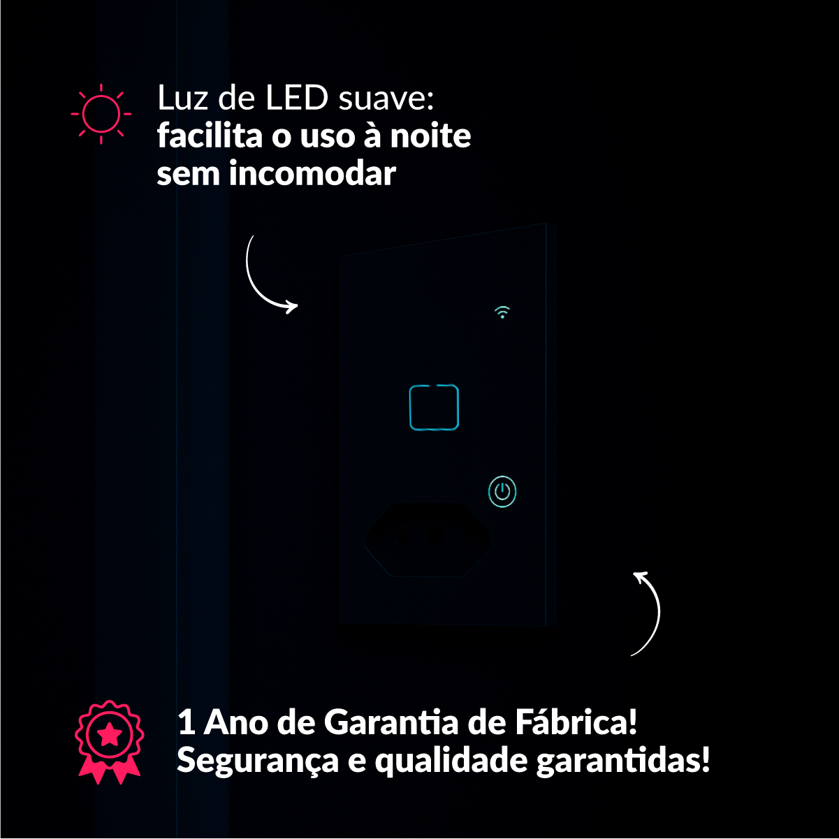 Interruptor Inteligente Zigbee 1 Botão Com Tomada 4x2 Bivolt Branco Neo Avant