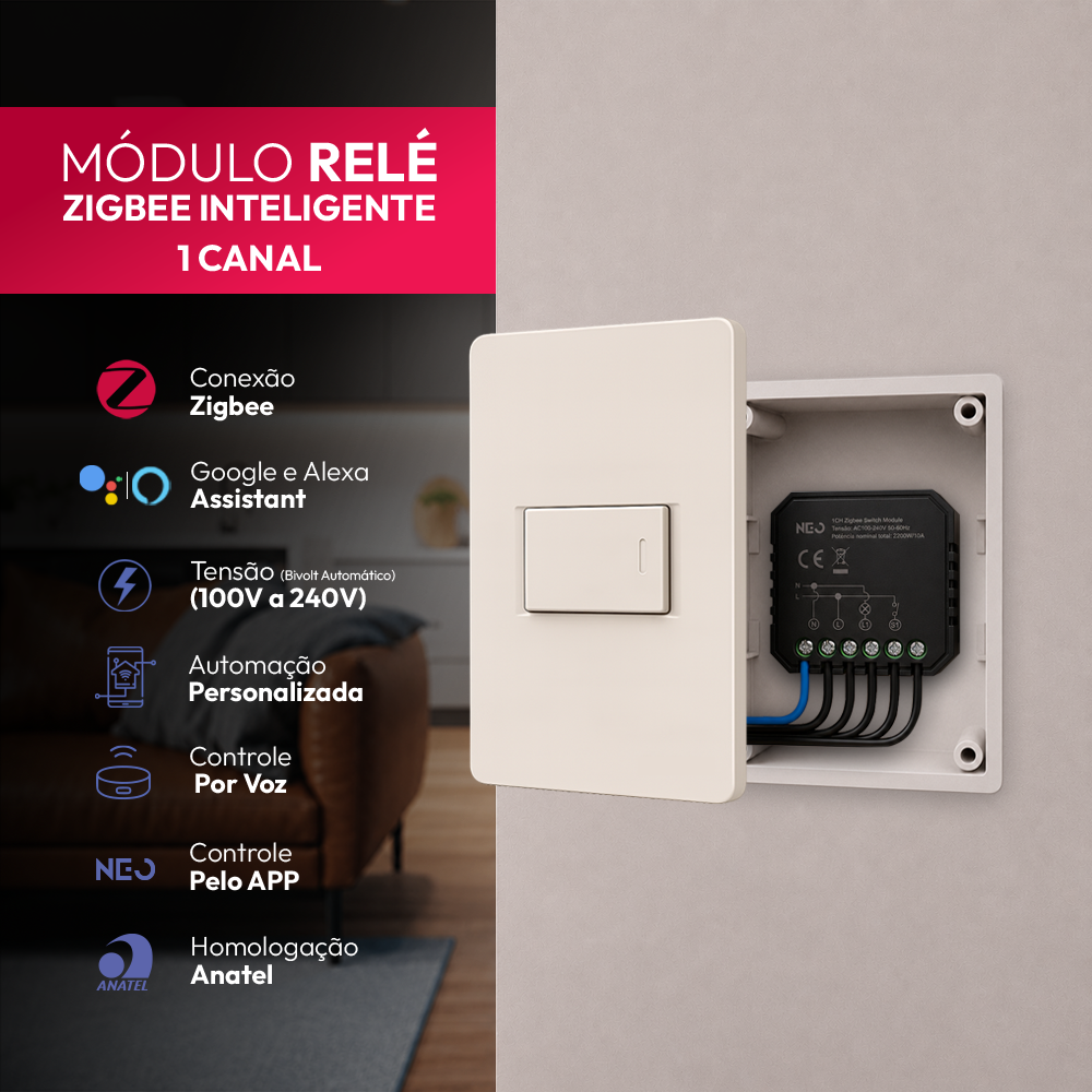 Mini Módulo Relé Interruptor Inteligente Zigbee 1 Canal 10A Neo