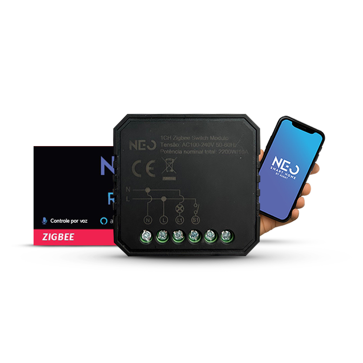 Módulo Relé 1 Interruptor Inteligente Zigbee 1X10A Bivolt Neo