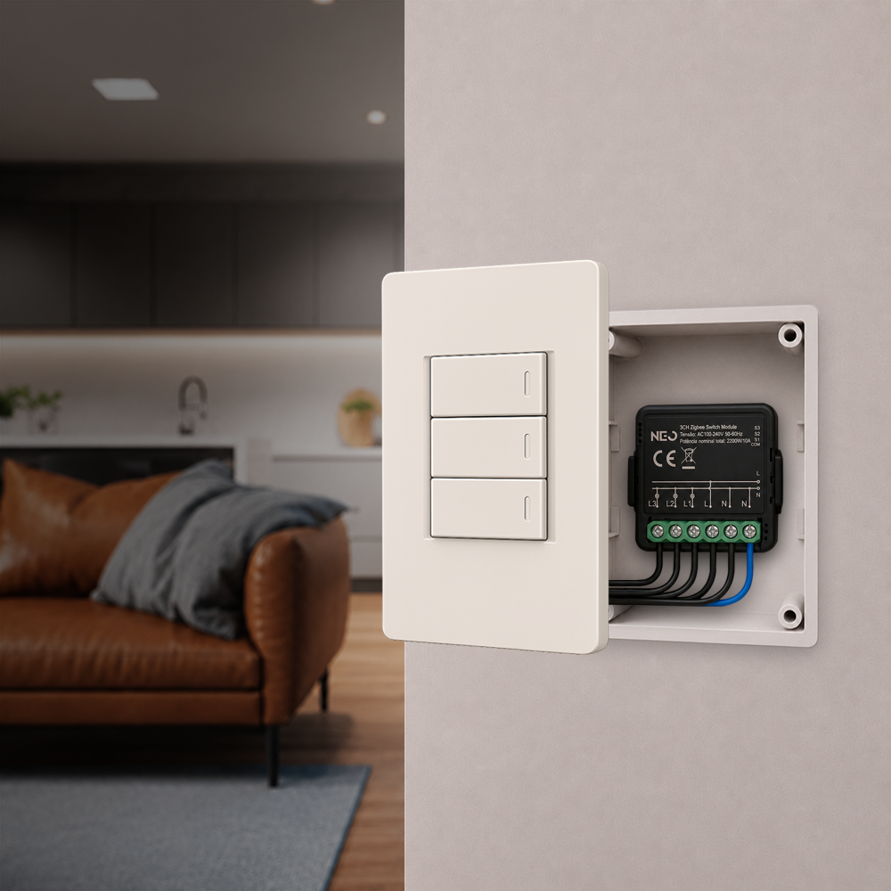 Mini Módulo Relé Interruptor Inteligente Zigbee 3 Canais 3A Neo