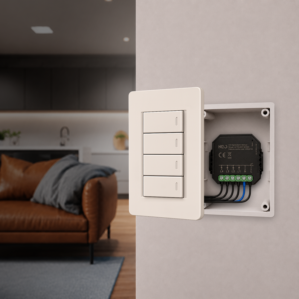 Módulo Relé 4 Interruptores Inteligente Zigbee 4X2 5A Bivolt Neo