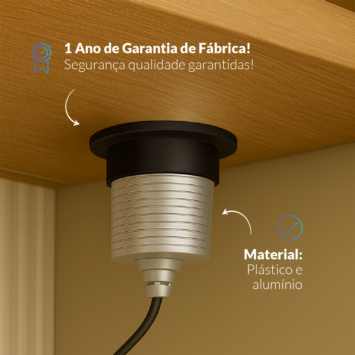 Torre de Tomada Retrátil Cinza 3 Tomadas Multiplug Elevor Bivolt