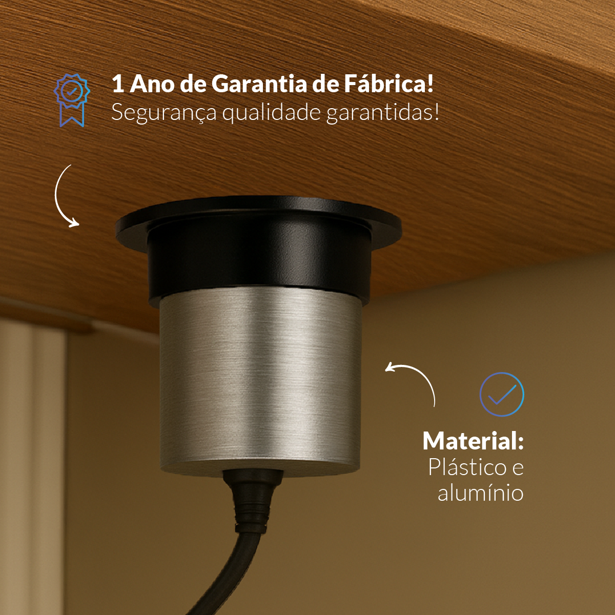Torre de Tomadas Retrátil Cinza 1 Tomada Multiplug USB e USB C Elevor Bivolt