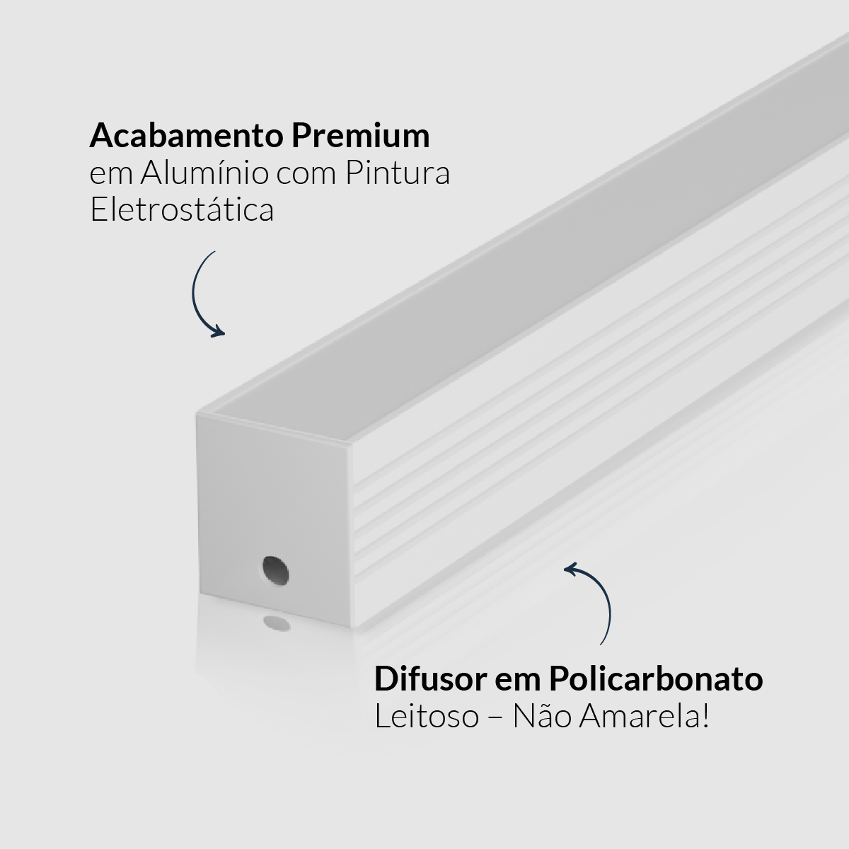 Perfil Led Barra 2m Slat 35x35mm Sobrepor Branco Alut
