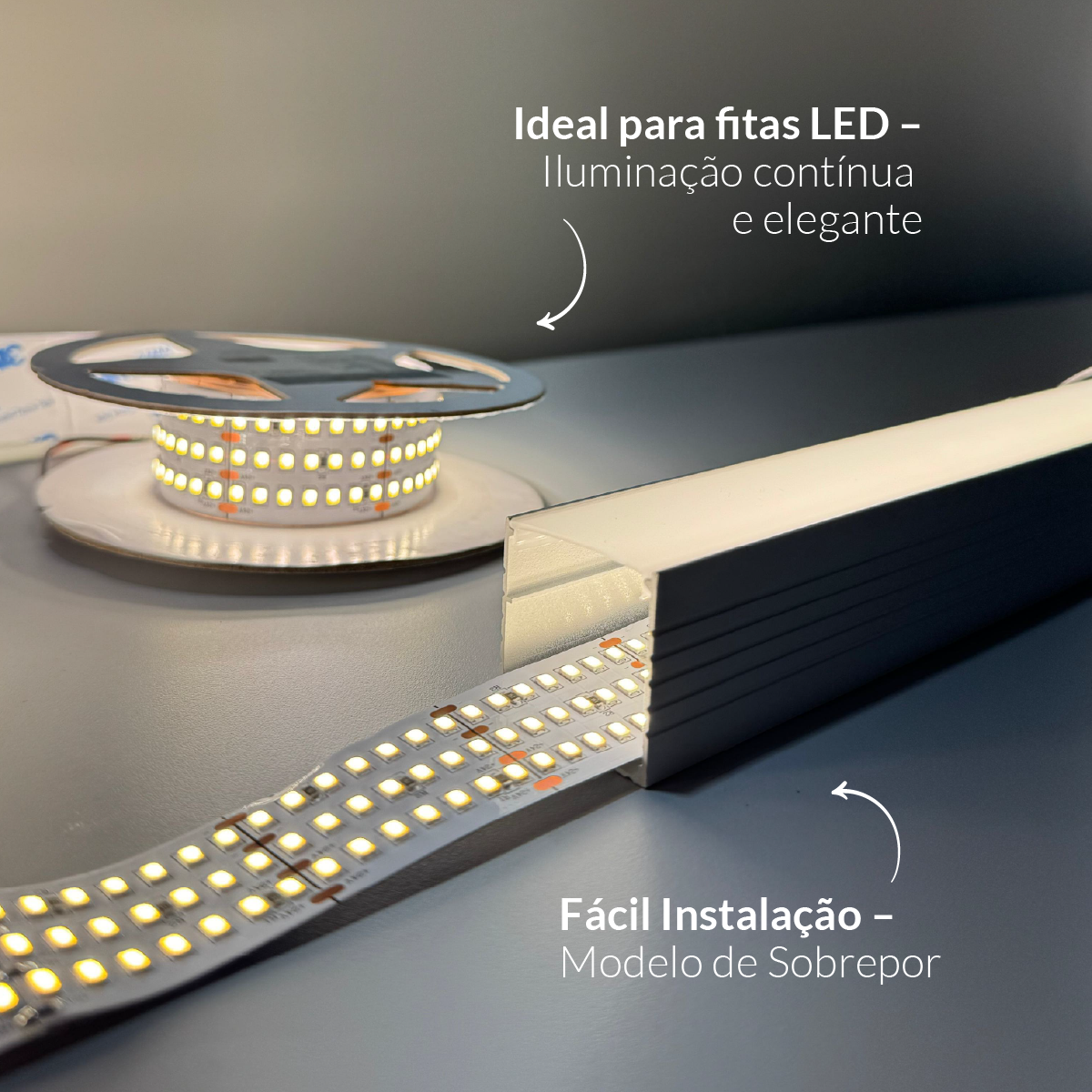 Perfil Led Barra 2m Slat 35x35mm Sobrepor Branco Alut