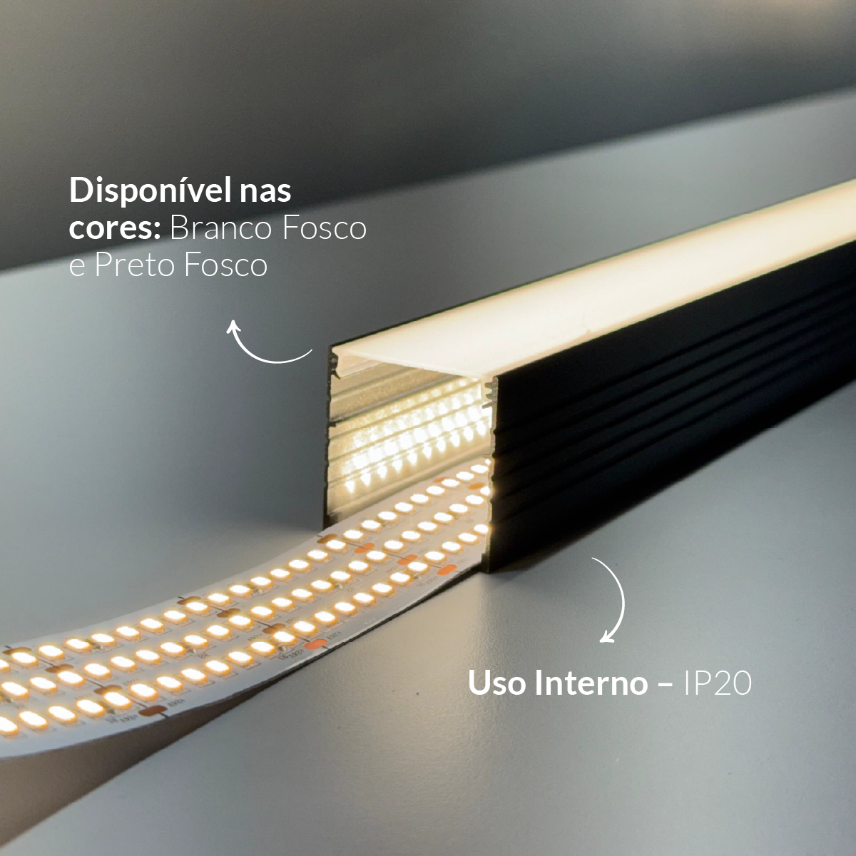 Perfil Led Barra 2m Slat 35x35mm Sobrepor Preto Alut