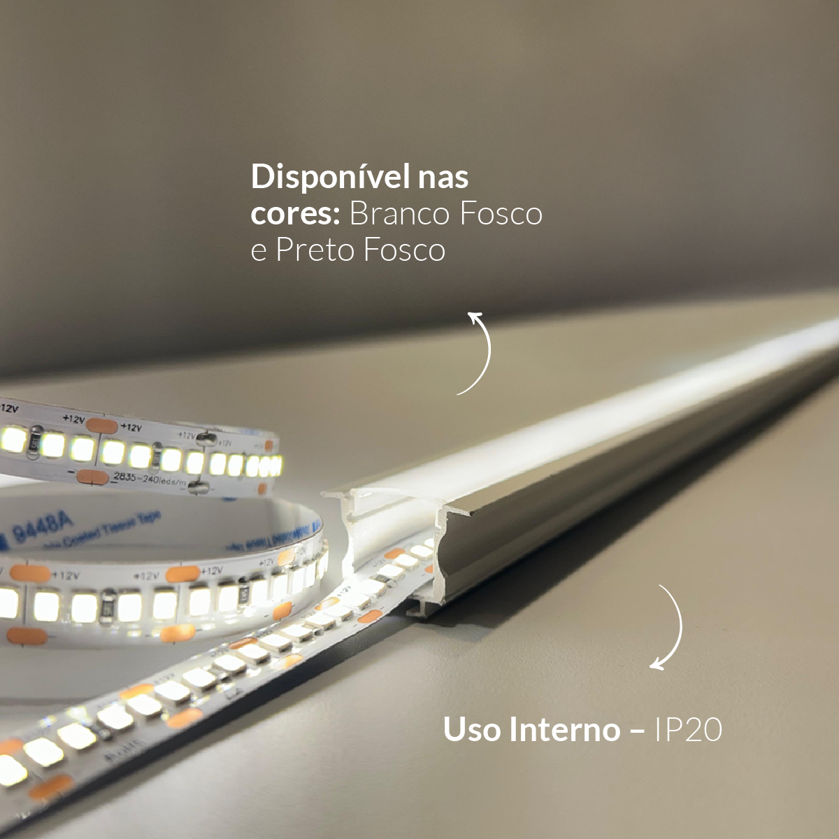 Perfil Led Barra 2m Inside 24x15mm Embutir Branco Alut