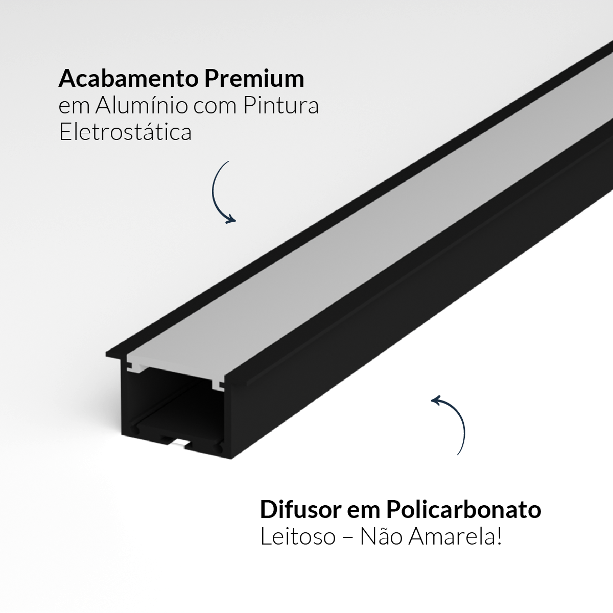 Perfil Led Barra 2m Inside 24x15mm Embutir Preto Alut