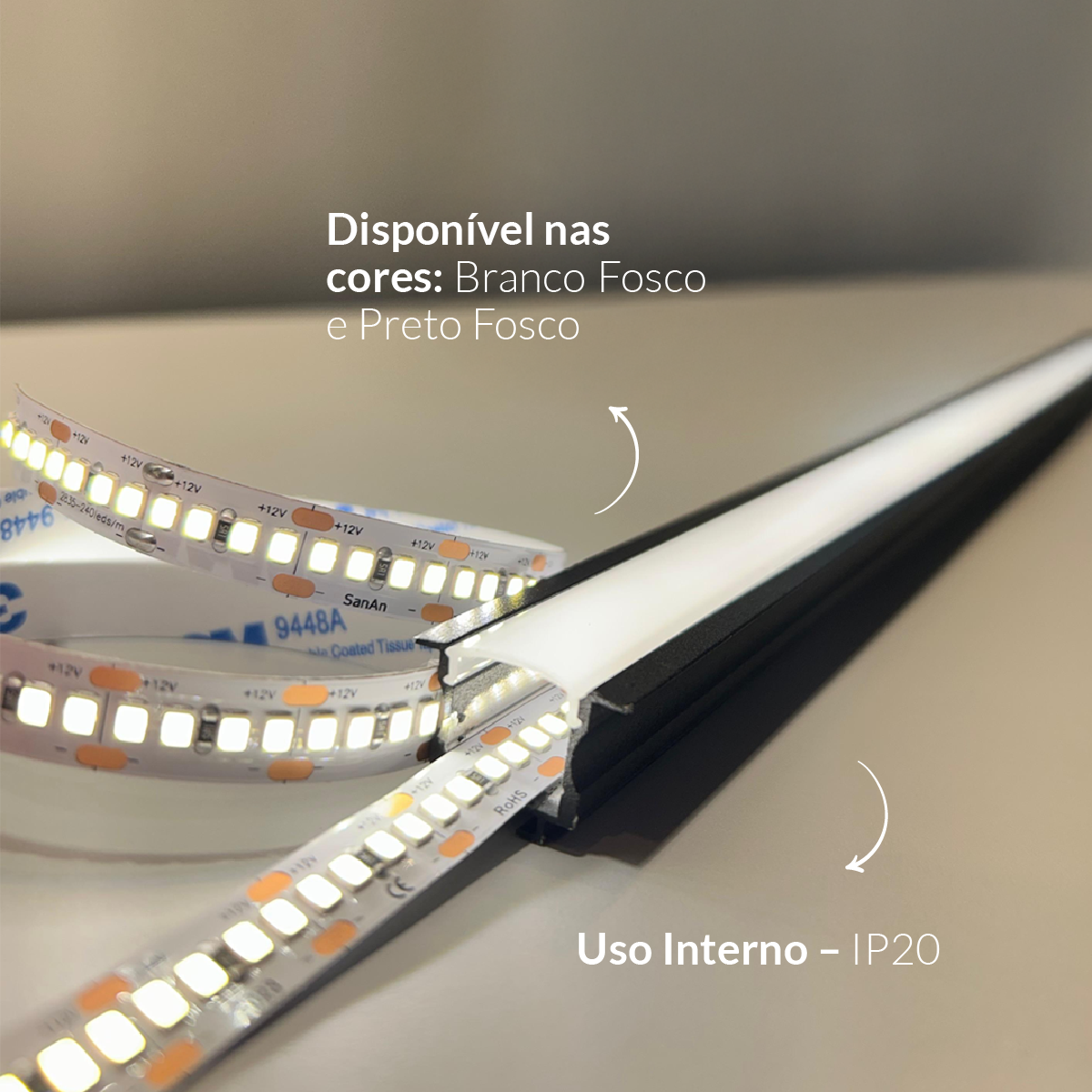 Perfil Led Barra 2m Inside 24x15mm Embutir Preto Alut