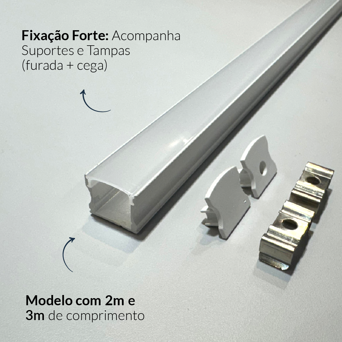 Perfil Led Barra 2m Slat 17x15mm Sobrepor Branco Alut