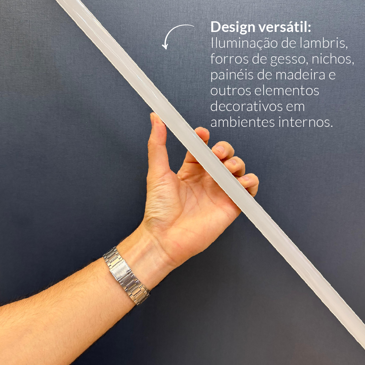 Perfil Led Barra 2m Slat 17x15mm Sobrepor Branco Alut